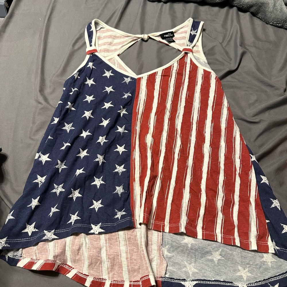 rue 21 american flag tank top size medium slightly worn